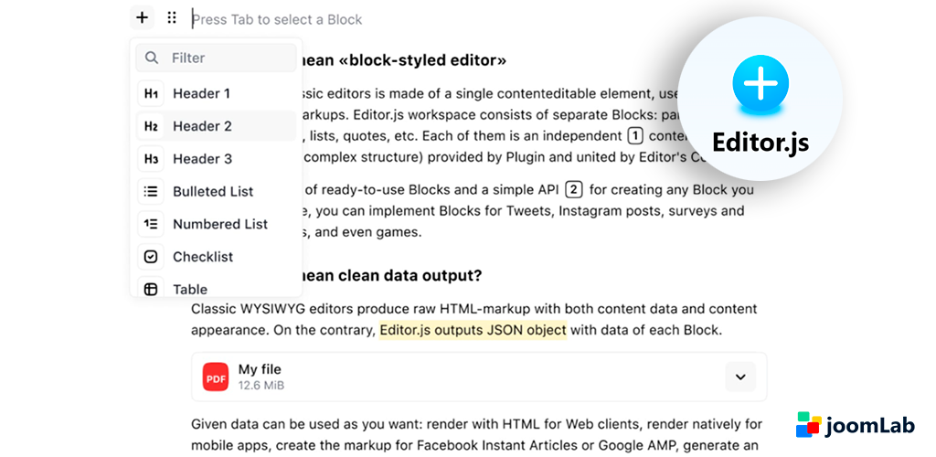 Блочный редактор Editor JS